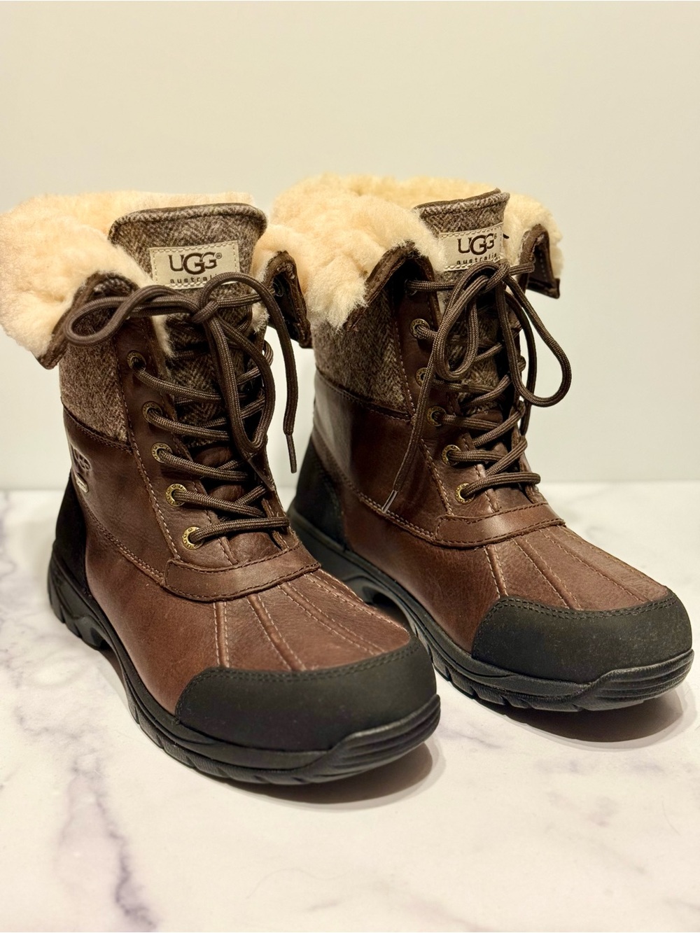 NWT UGG Butte Men’s 8.5 Limited Edition Herringbone Tweed Waterproof Snow Boots